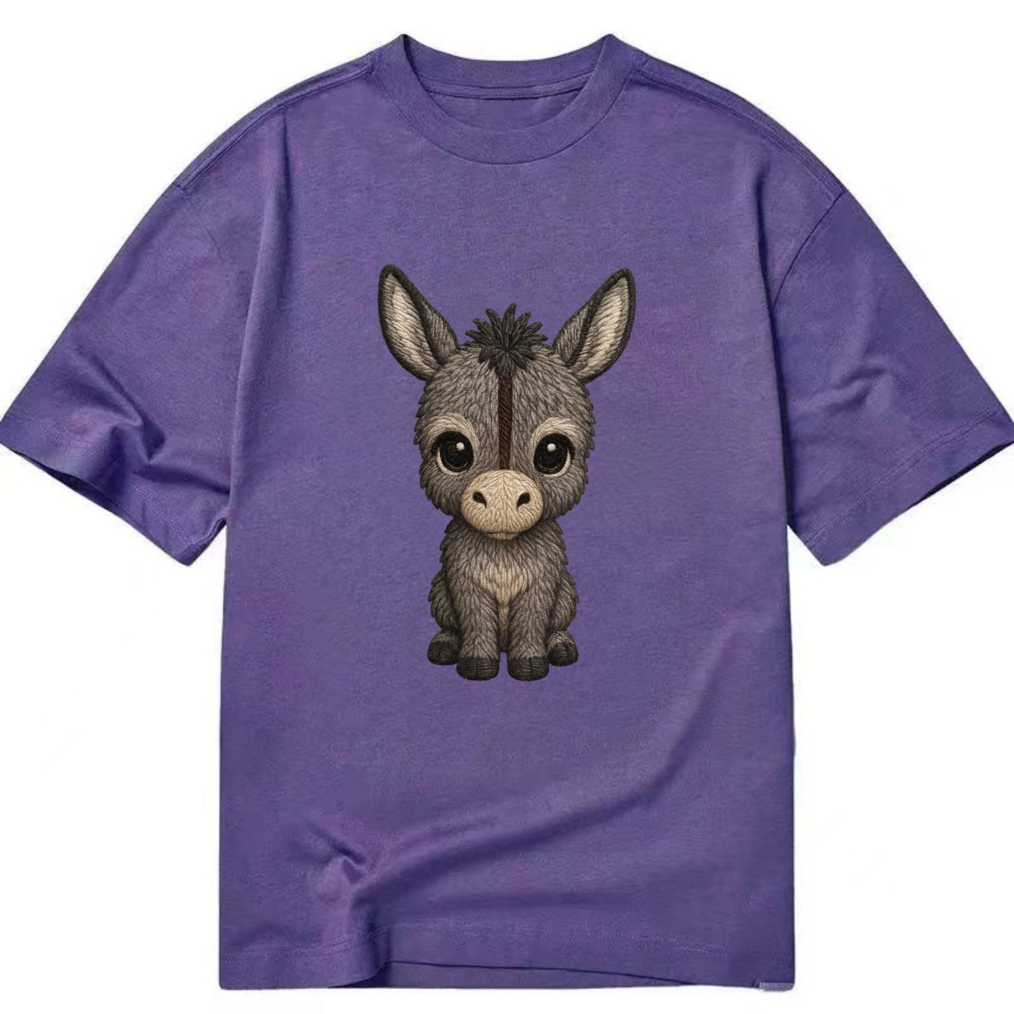 Baby Donkey Foal - gray fluffy, long ears, dark stripe, gentle eyes, - Classic T-shirt - Purple