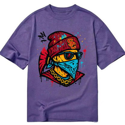 Los Angeles Trojan wearing USC beanie with SC patch - Classic T-shirt - Purple