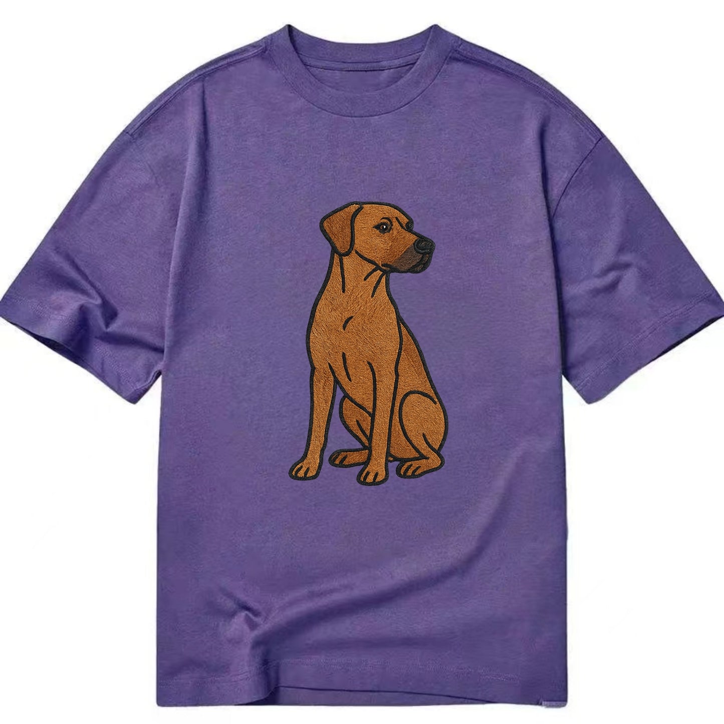 Rhodesian Ridgeback - Red wheaten embroidered pose - Classic T-shirt - Purple