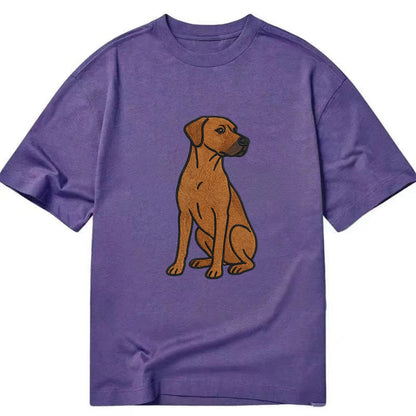 Rhodesian Ridgeback - Red wheaten embroidered pose - Classic T-shirt - Purple