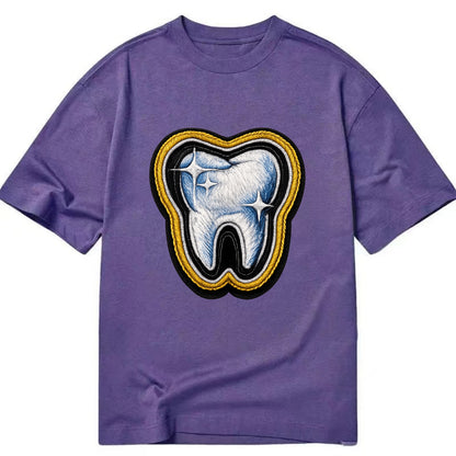 DENTAL TOOTH - molar with sparkle in white and blue , dentist - Classic T-shirt - Purple