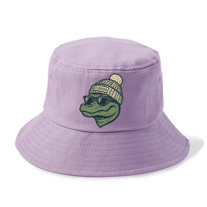 Gainesville Gator wearing Florida beanie - Bucket Hat - Purple