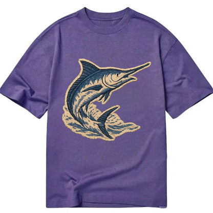 SWORDFISH MARLIN - leaping marlin in blue and silver , sport fishing - Classic T-shirt - Purple