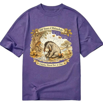 GLOOMY GLEN | Droopy figure in rain | Tattered tail bow | Pessimistic poetry | - Classic T-shirt - Purple