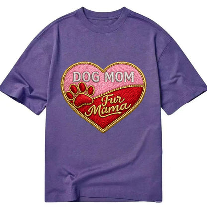 DOG MOM HEART - heart with paw print in pink and red , fur mama - Classic T-shirt - Purple