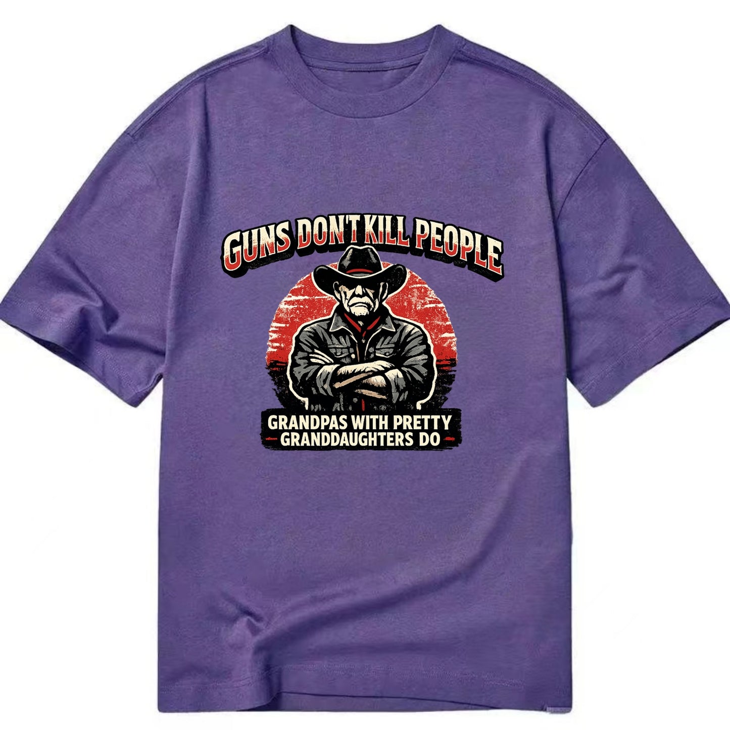 Grandpas Pretty Granddaughters - Cowboy - Classic T-shirt - Purple