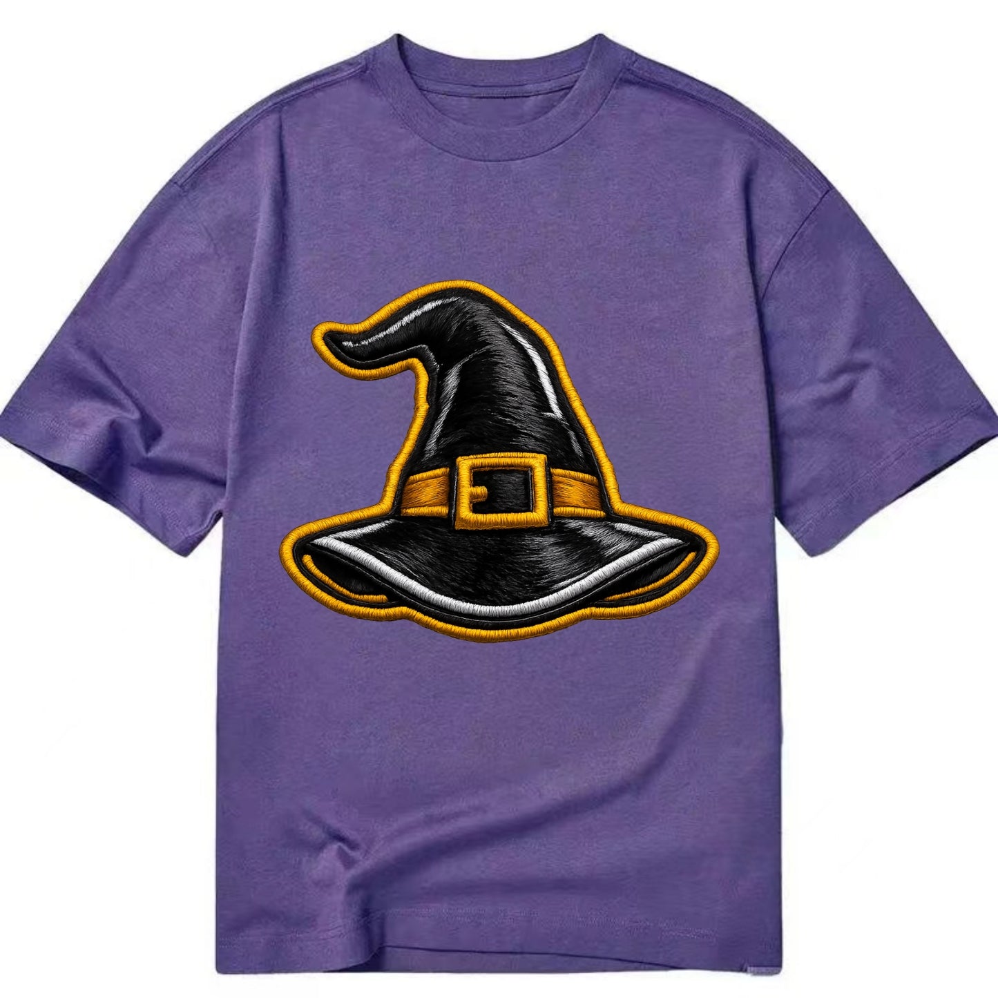 WITCH HAT - pointed hat with buckle in black and gold , coven - Classic T-shirt - Purple