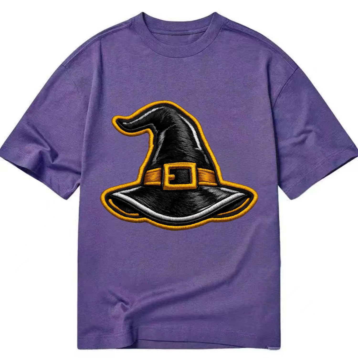 WITCH HAT - pointed hat with buckle in black and gold , coven - Classic T-shirt - Purple