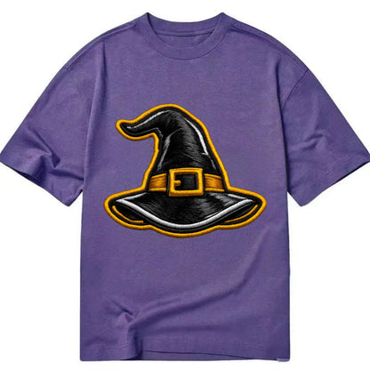 WITCH HAT - pointed hat with buckle in black and gold , coven - Classic T-shirt - Purple