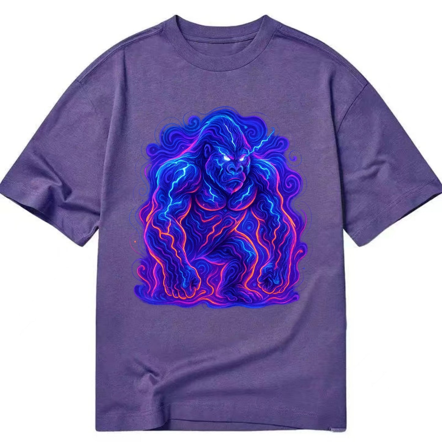 Mighty gorilla with electricity flowing through defined muscles, lightning bolt - Classic T-shirt - Purple