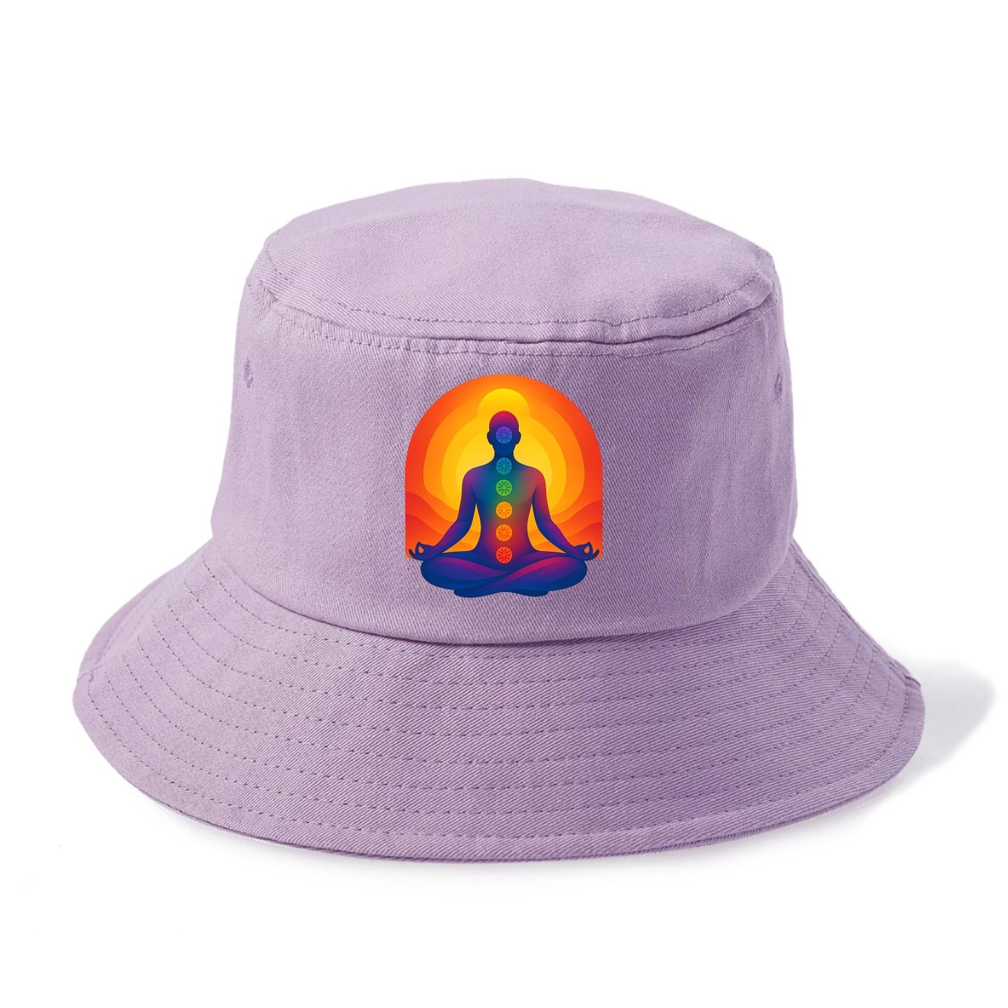 Sunset Meditation - Figure in lotus pose Bucket Hat - Purple