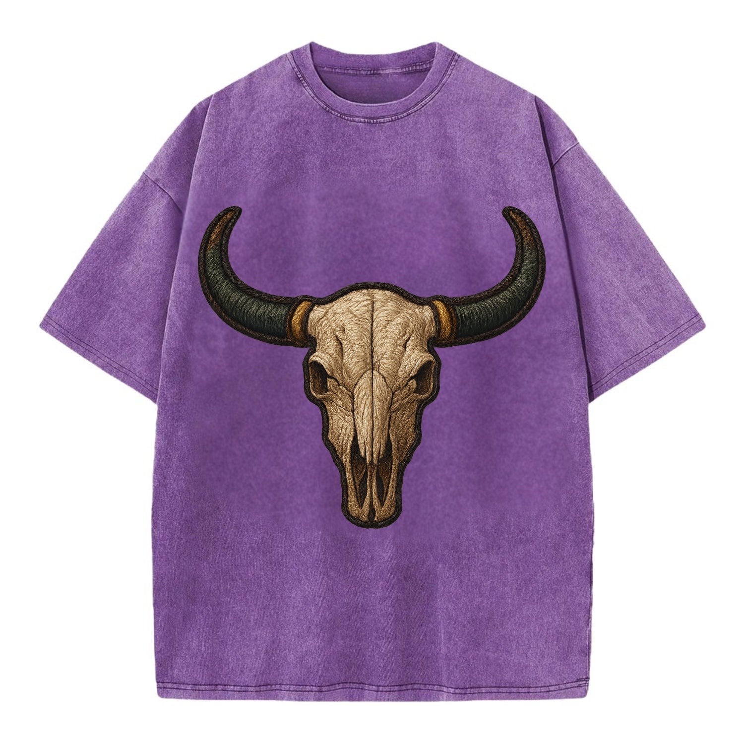 Bull Skull  - Vintage T-shirt - Purple