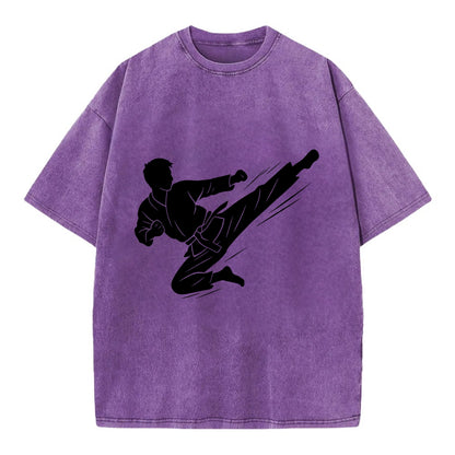 Korean taekwondo flying kick - Vintage T-shirt - Purple
