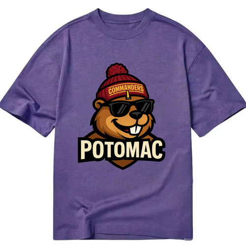 Potomac Beaver wearing Commanders beanie with monument patch and wayfarer - Classic T-shirt