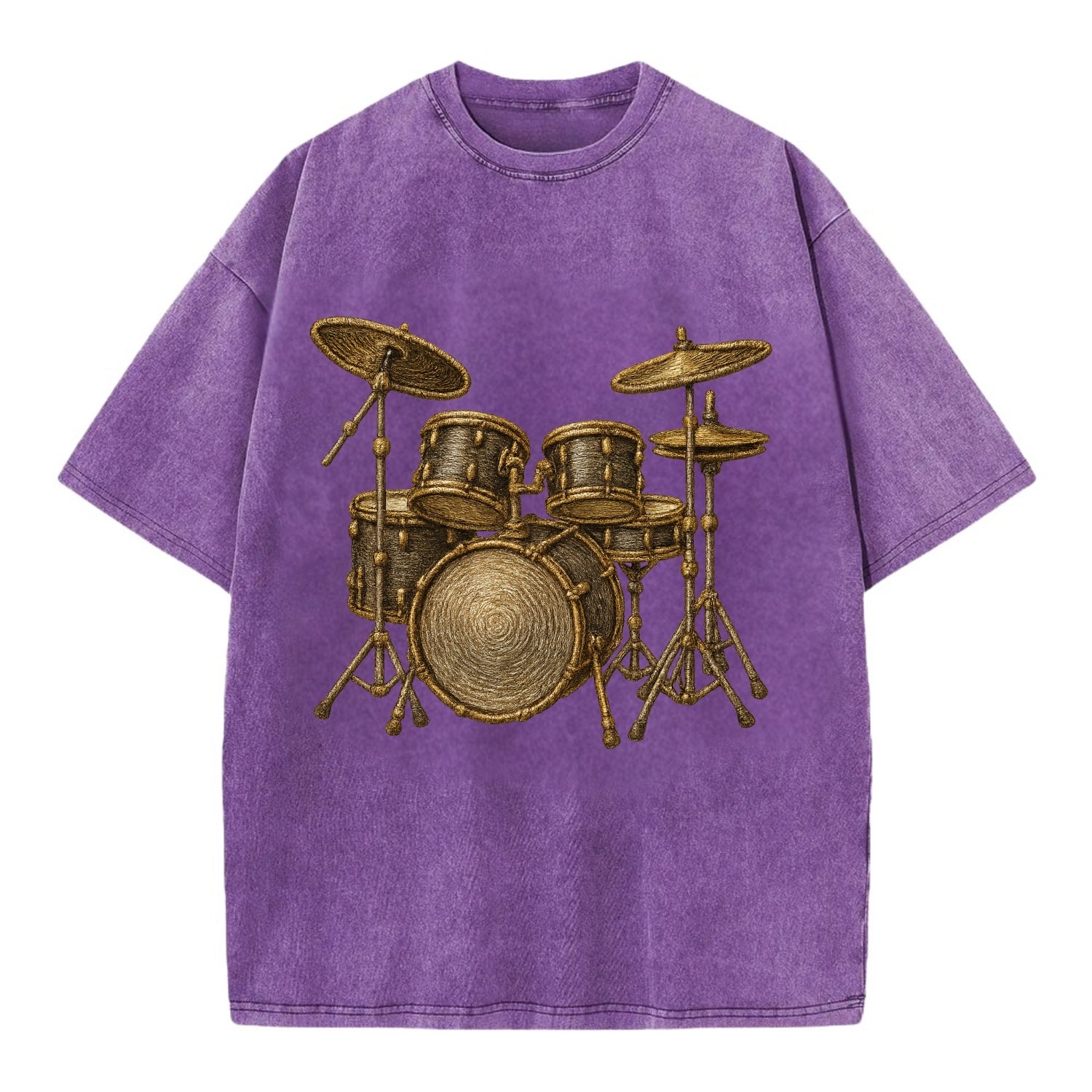 Drum Kit  - Vintage T-shirt - Purple