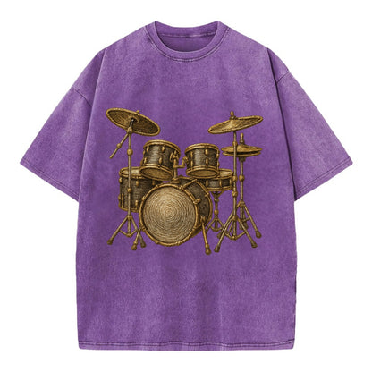 Drum Kit  - Vintage T-shirt - Purple