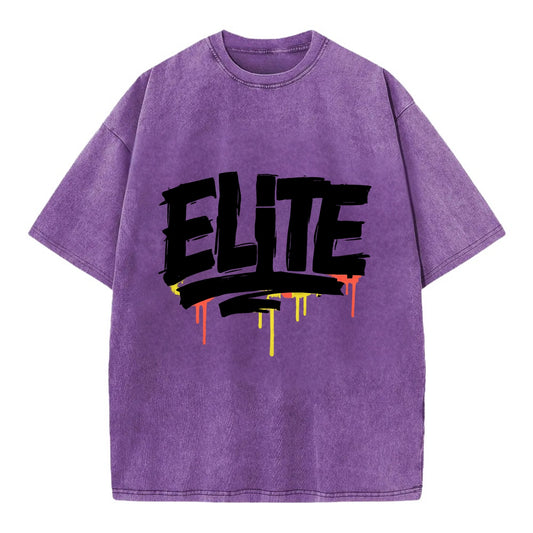 Bold typography design - "ELITE" - top tier, highest level - Vintage T-shirt - Purple