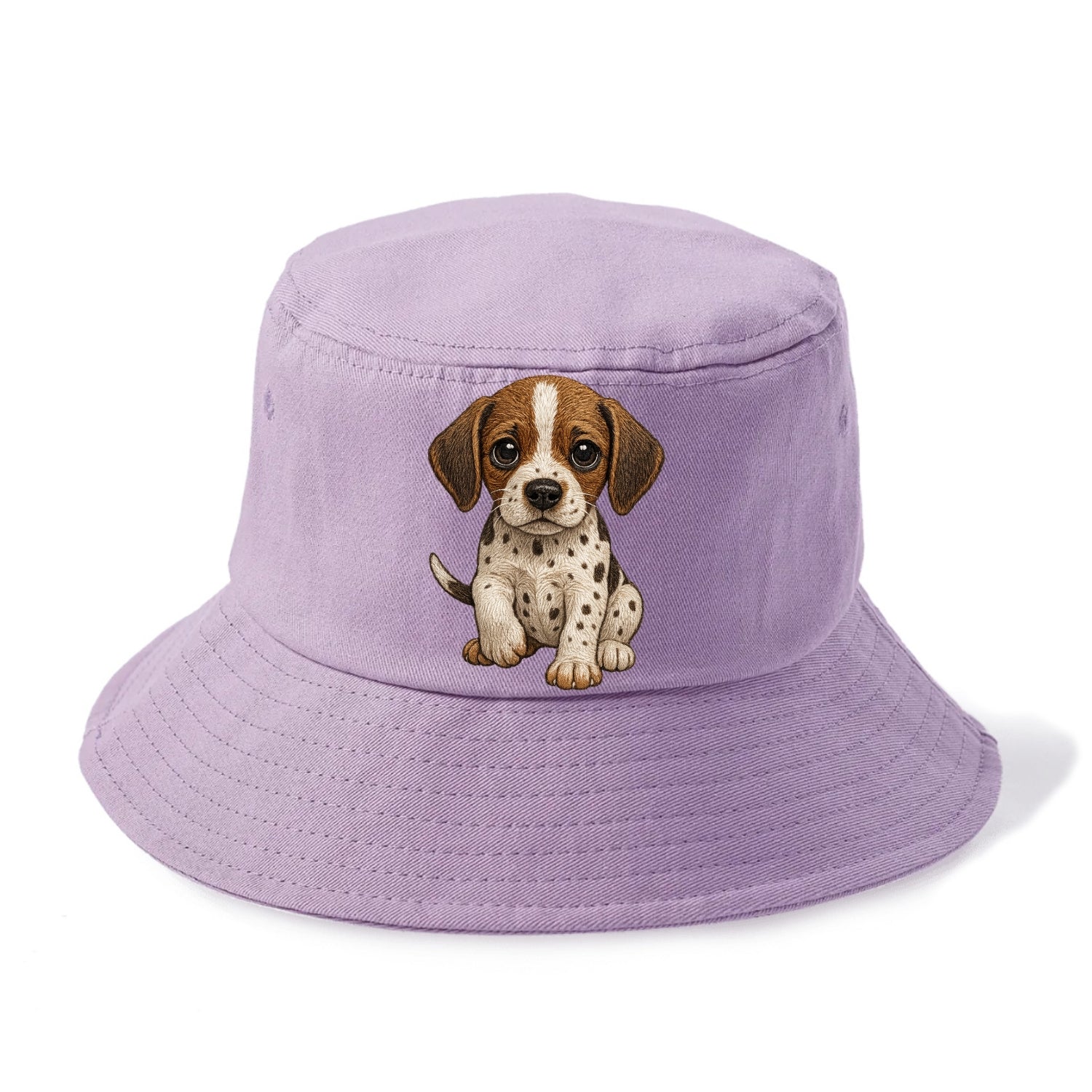 Baby Pointer Puppy - spotted coat, noble stance, alert eyes, front-facing, pointing - Bucket Hat - Purple