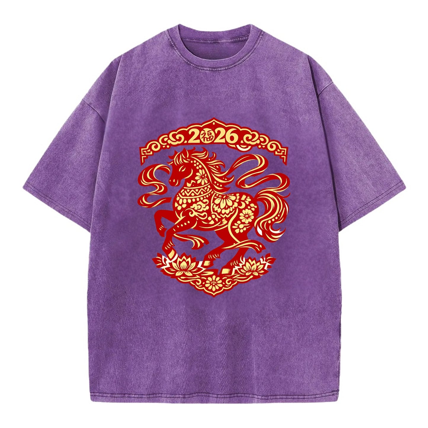 DANCING HORSE | Elegant prancing horse in motion | Graceful curved pose | - Vintage T-shirt - Purple