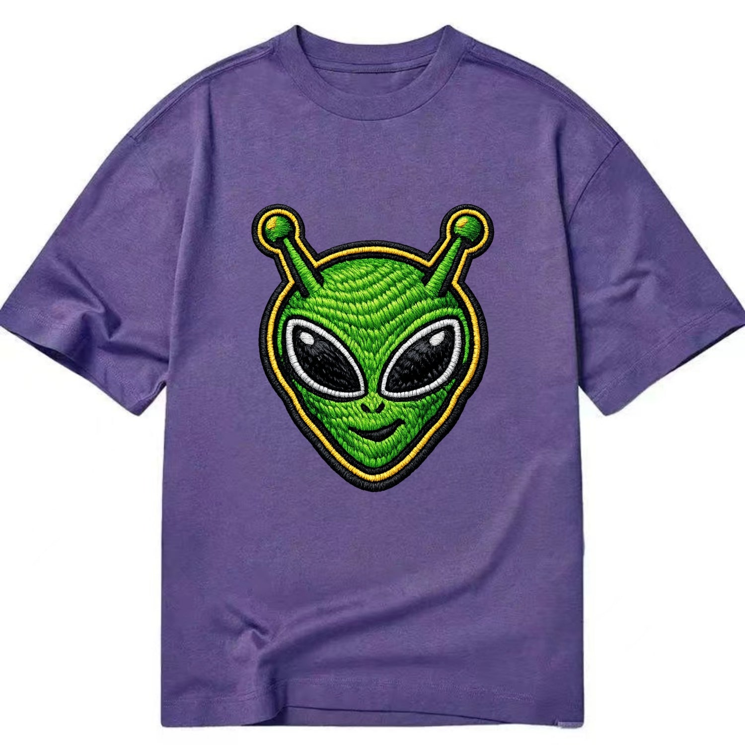 ALIEN MARTIAN - green alien with antenna in green , little green man - Classic T-shirt - Purple
