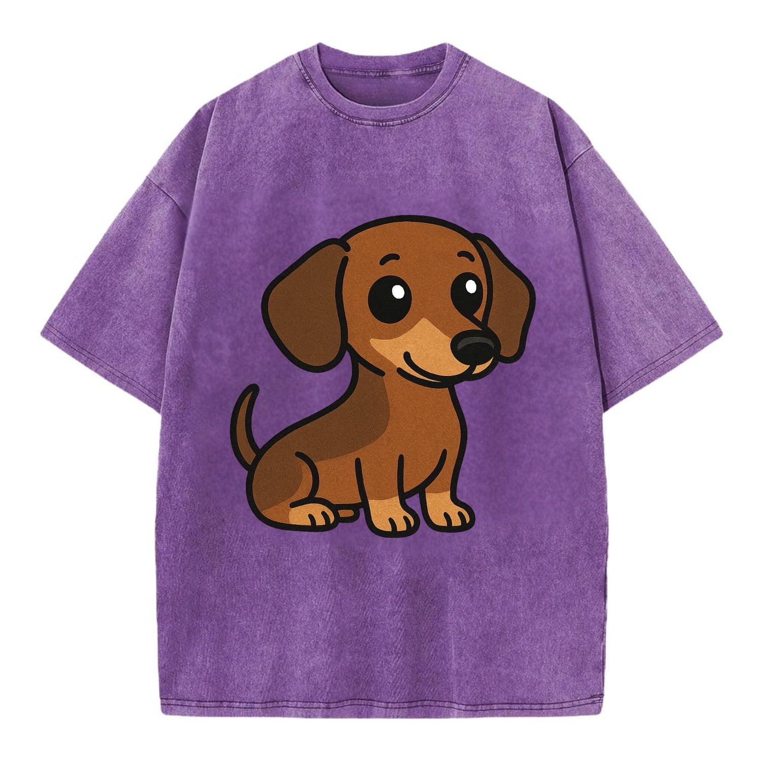 Dachshund - Long body profile view - Vintage T-shirt - Purple