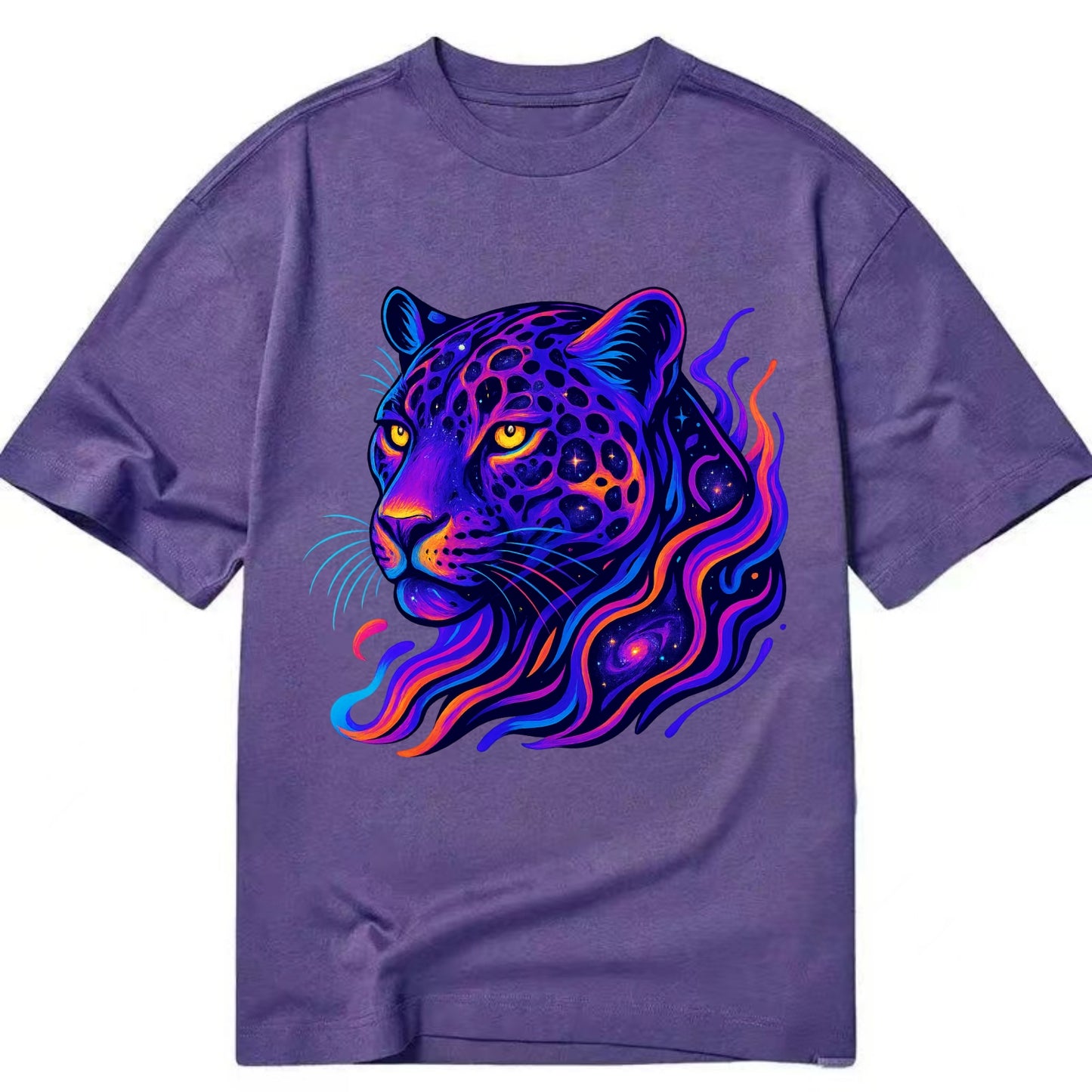 Powerful jaguar with rosettes containing miniature galaxies, cosmic purple and - Classic T-shirt - Purple