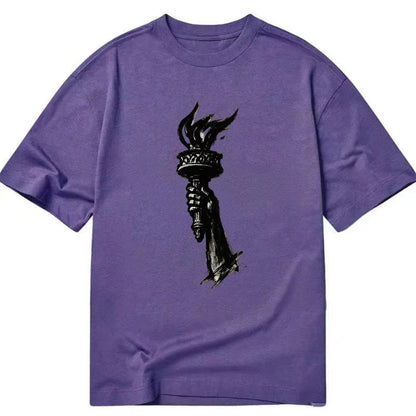Statue of Liberty torch - freedom and democracy ink painting - Classic T-shirt - Purple