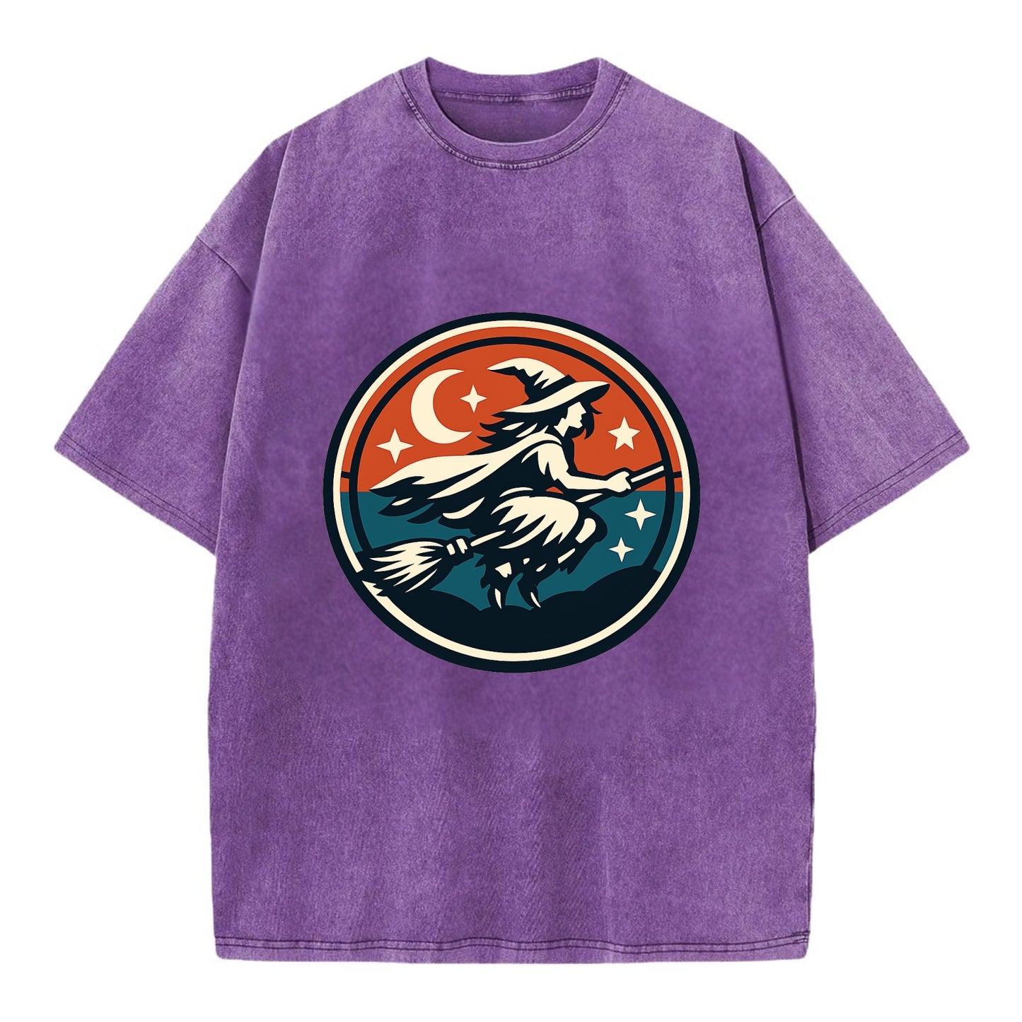 Mystic Night Witch Emblem - Vintage T-shirt - Purple