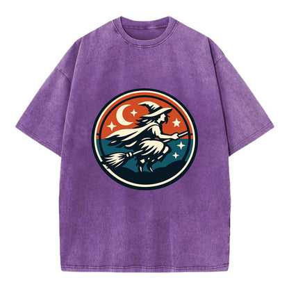 Mystic Night Witch Emblem - Vintage T-shirt - Purple