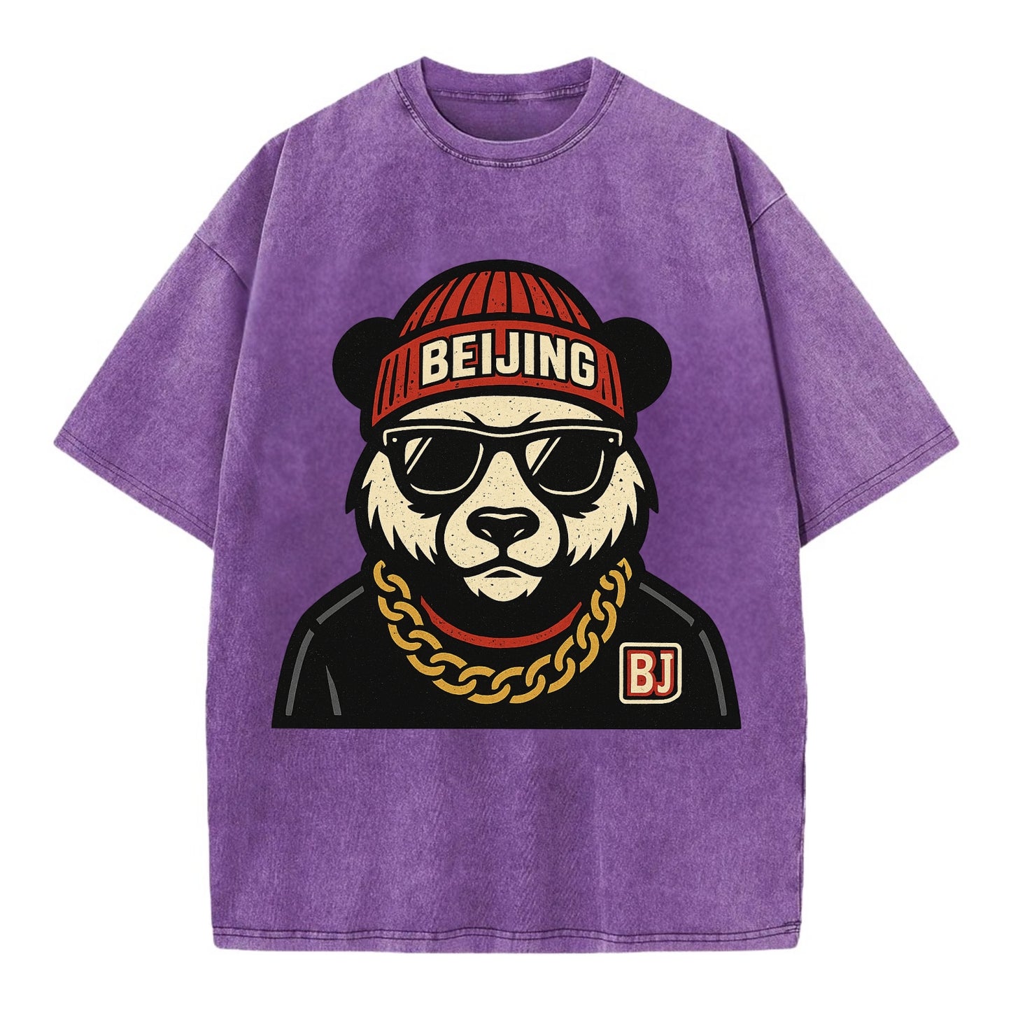 Beijing Panda - Vintage T-shirt - Purple