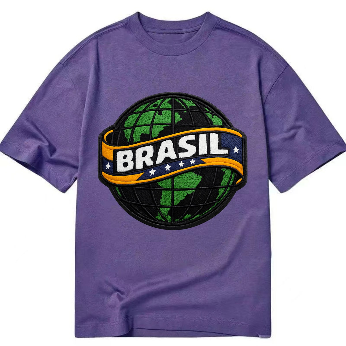 BRAZILIAN FLAG GLOBE - green globe with banner in green yellow blue , Brasil - Classic T-shirt - Purple