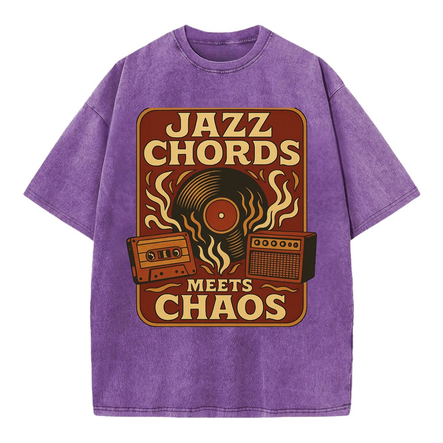 Jazz chords with hyperpop energy - "Jazz Meets Chaos" - unexpected fusion - Vintage T-shirt - Purple