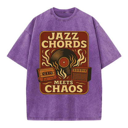 Jazz chords with hyperpop energy - "Jazz Meets Chaos" - unexpected fusion - Vintage T-shirt - Purple