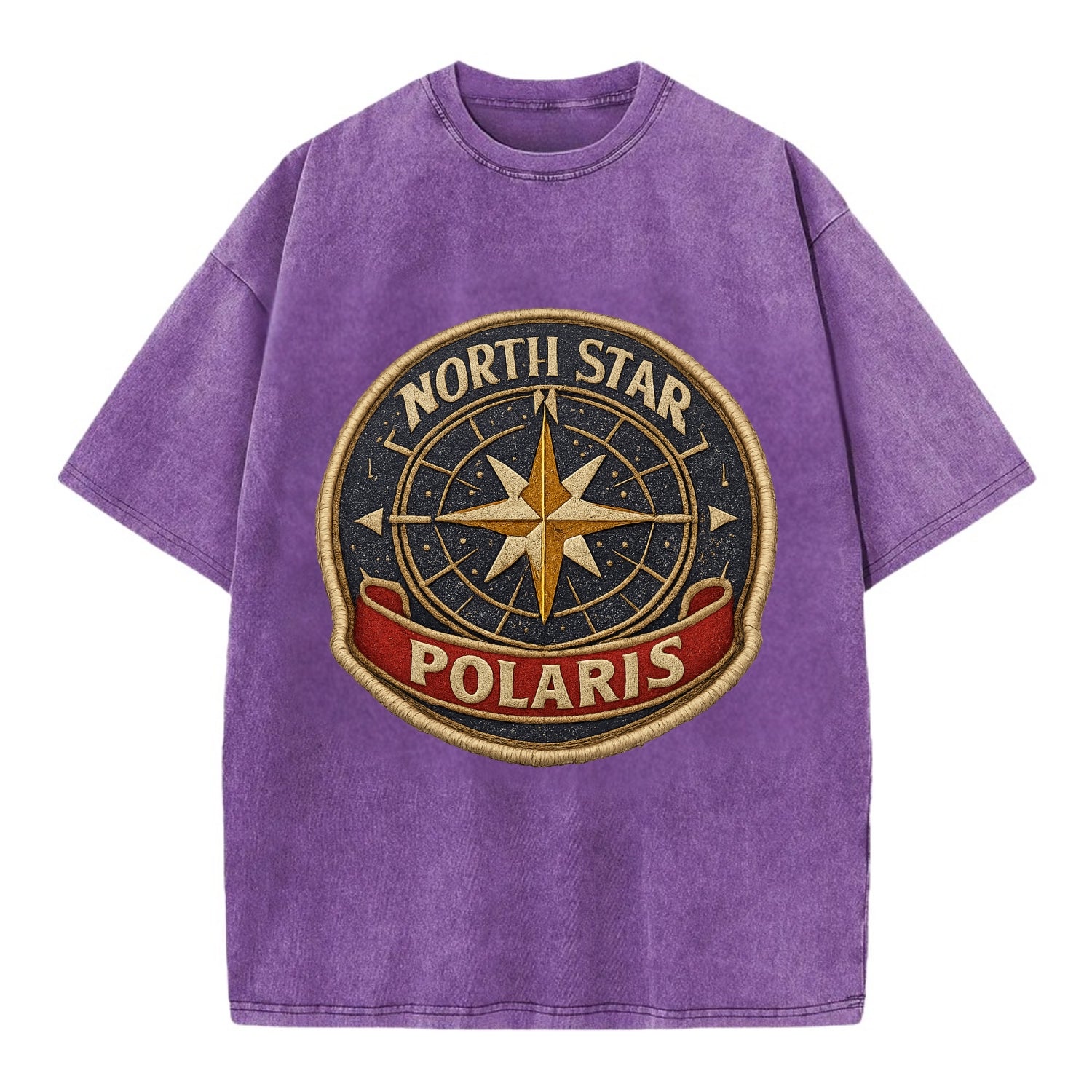 NORTH STAR POLARIS - guiding star in gold and white , navigation - Vintage T-shirt - Purple