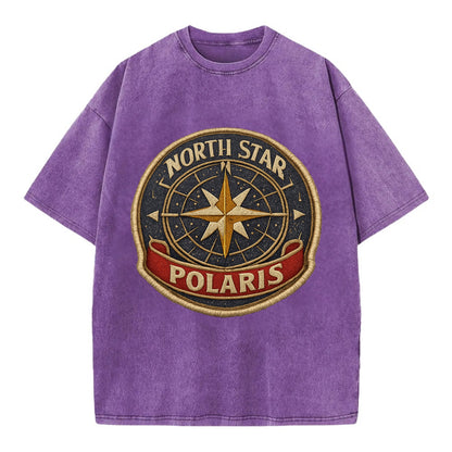 NORTH STAR POLARIS - guiding star in gold and white , navigation - Vintage T-shirt - Purple