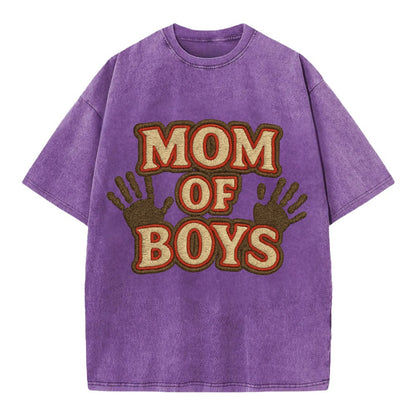 Mom Of Boys  - Vintage T-shirt - Purple