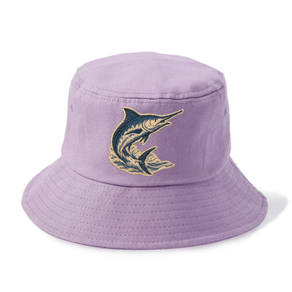 SWORDFISH MARLIN - leaping marlin in blue and silver , sport fishing - Bucket Hat - Purple