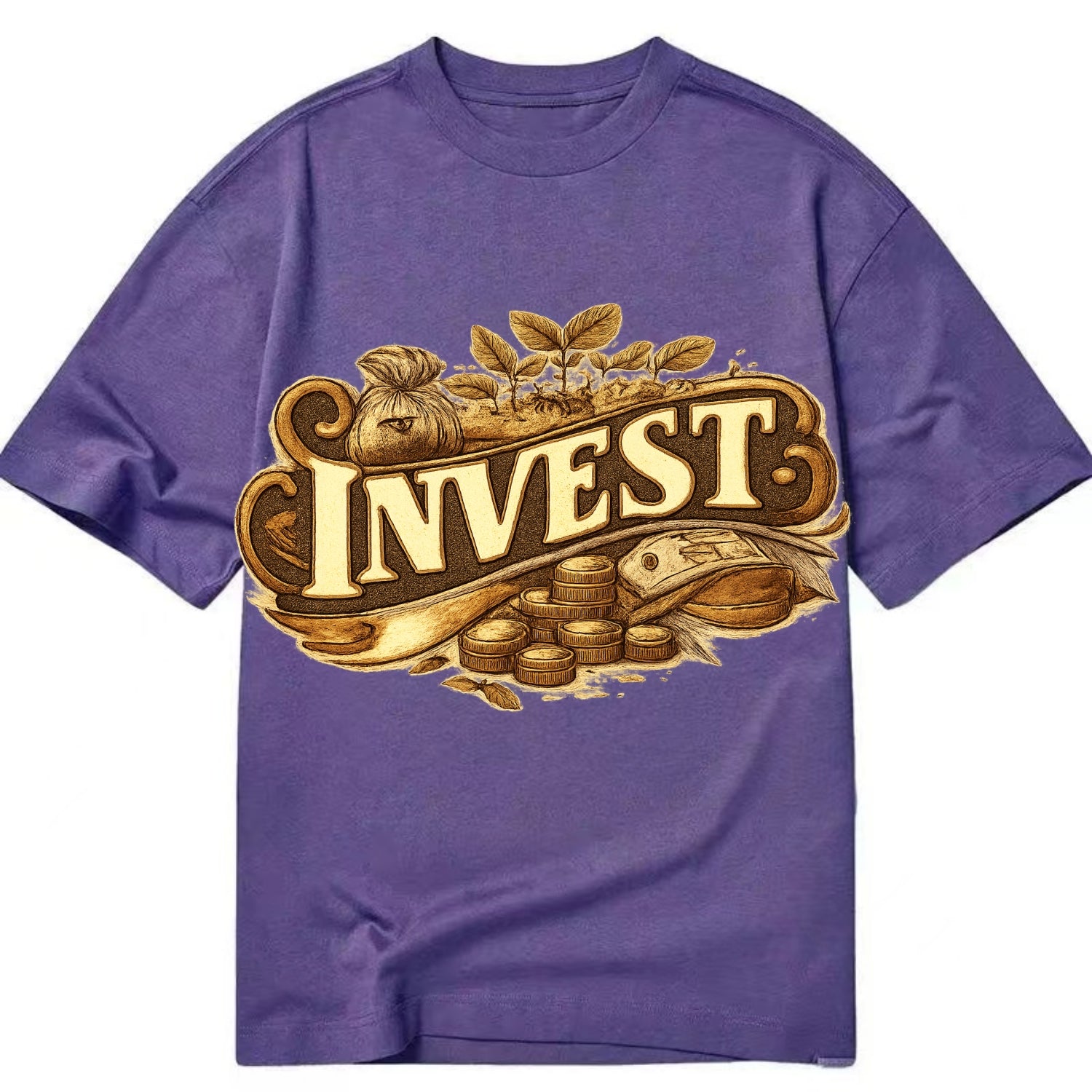 Bold typography design - "INVEST" - growing money, smart decisions - Classic T-shirt - Purple