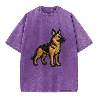 German Shepherd - Trendy minimal silhoue - Vintage T-shirt - Purple