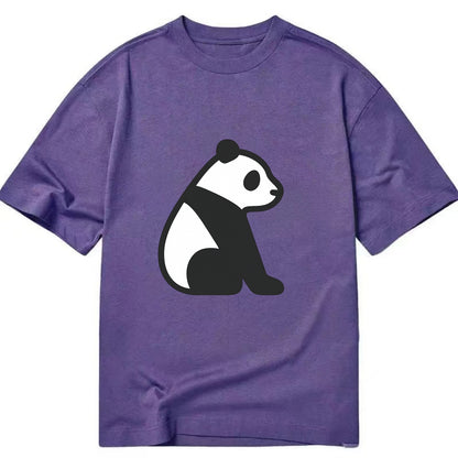 Panda - Black and white sitting pose flat side profile - Classic T-shirt - Purple