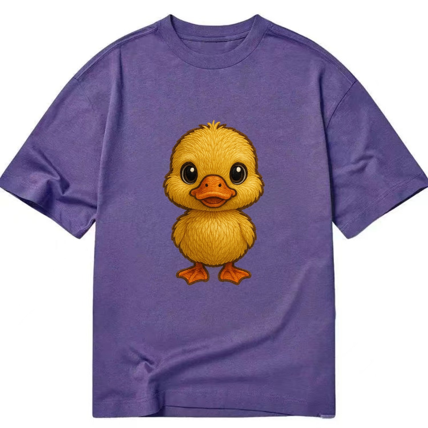 Baby Duck Duckling - yellow fluffy, orange beak, bright eyes, front-facing, quack - Classic T-shirt - Purple