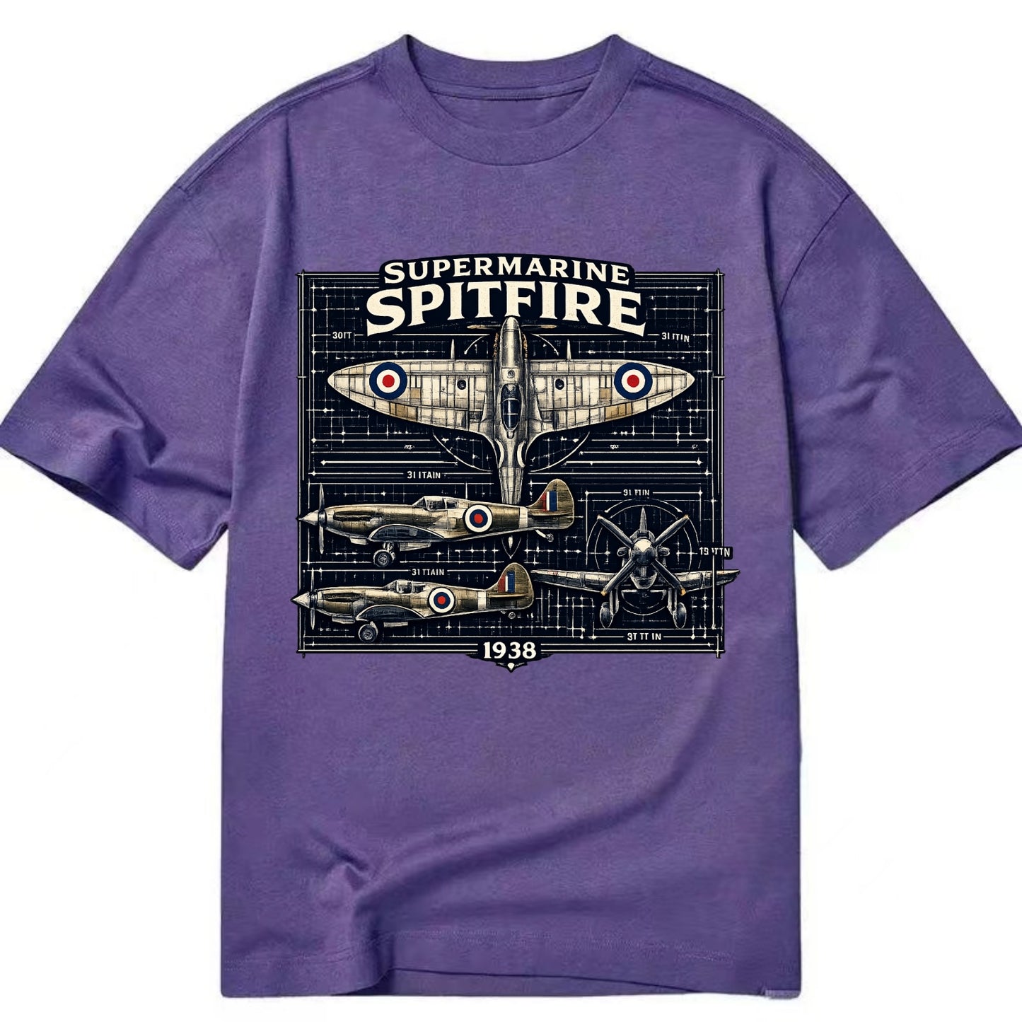 Spitfire Blueprint - Classic T-shirt - Purple
