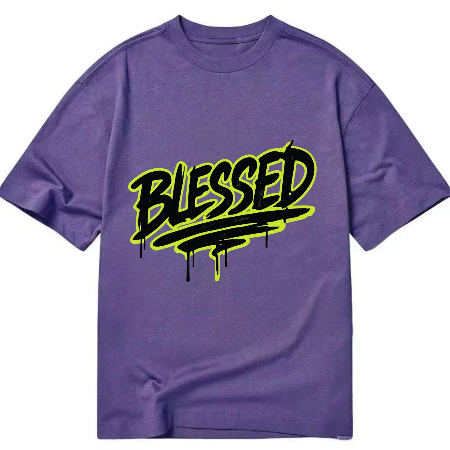 Bold typography design - "BLESSED" - recognizing good fortune, abundance - Classic T-shirt - Purple