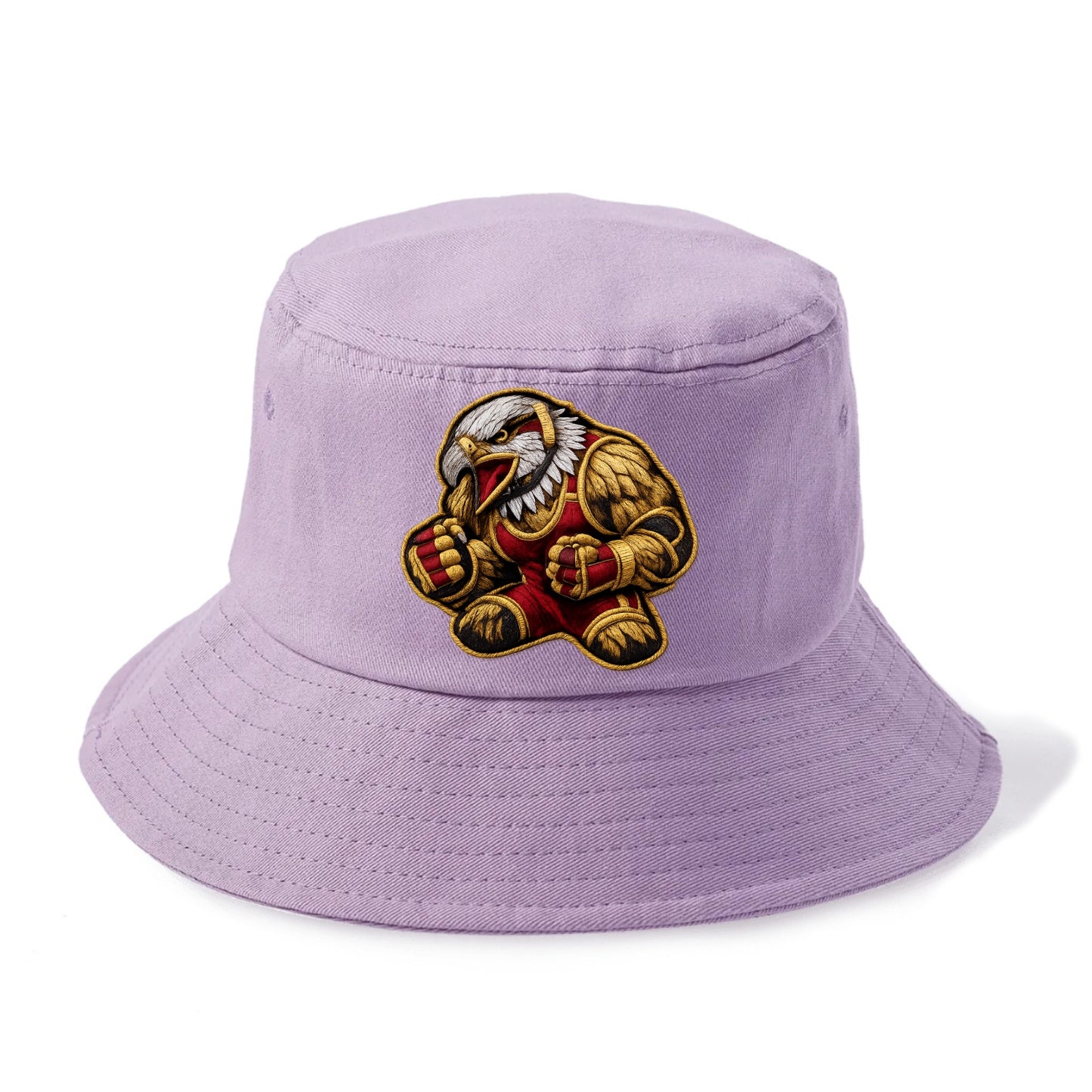 Embroidered patch design - WRESTLING EAGLE - fierce eagle with wrestling singlet in - Bucket Hat - Purple