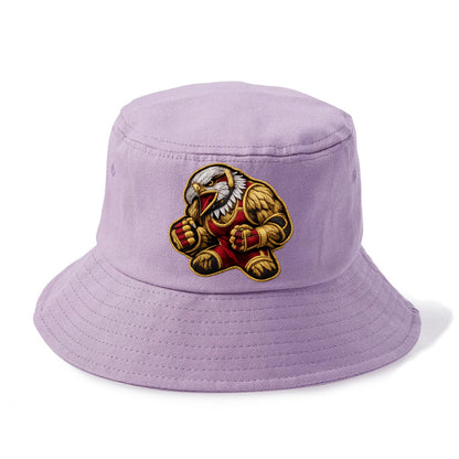 Embroidered patch design - WRESTLING EAGLE - fierce eagle with wrestling singlet in - Bucket Hat - Purple
