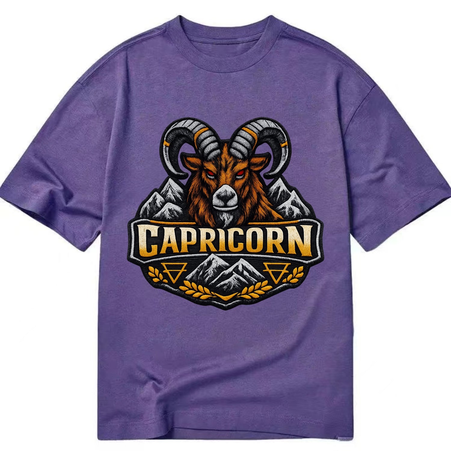 CAPRICORN GOAT - mountain goat in brown and gray , earth sign - Classic T-shirt - Purple