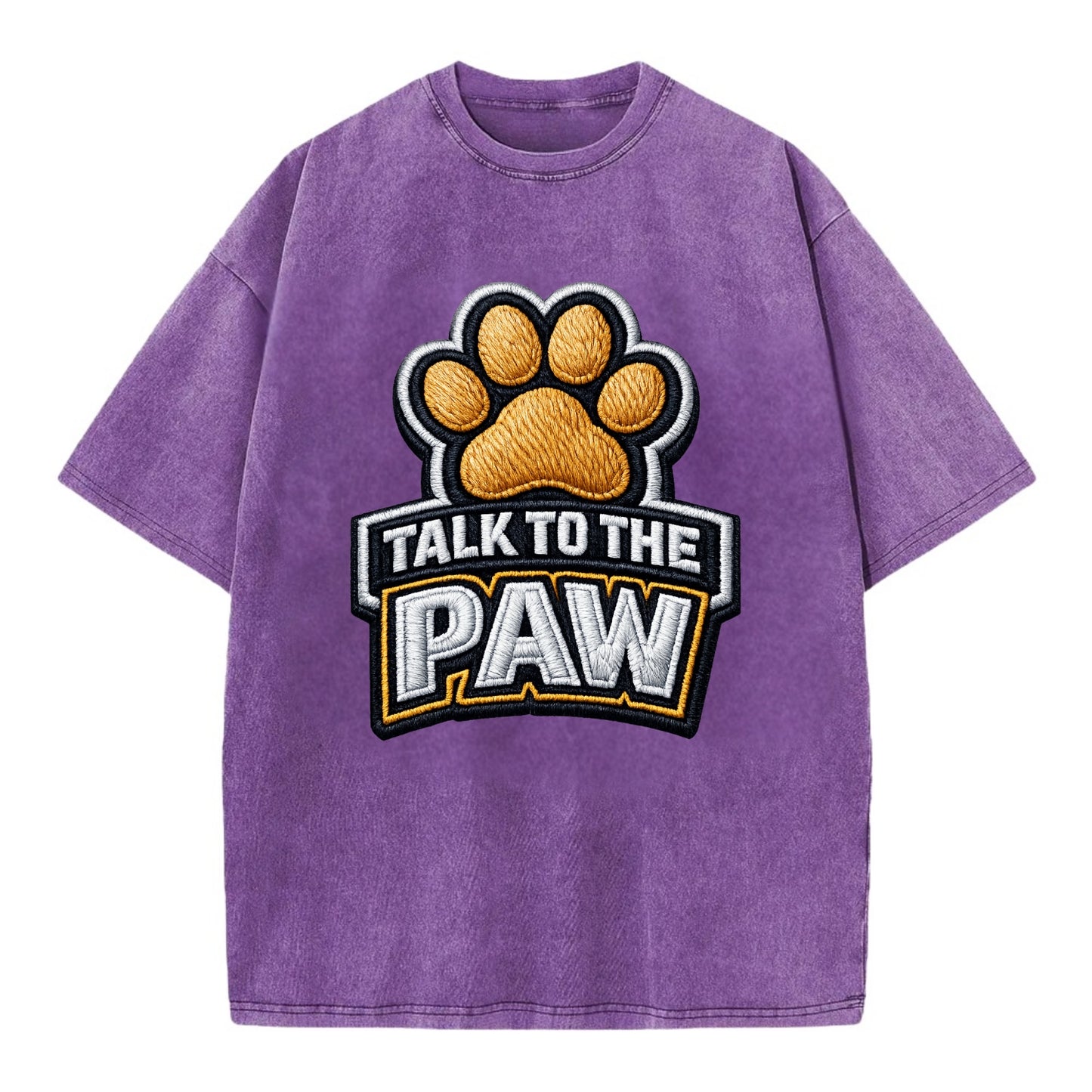 TALK TO THE PAW - raised paw in tan , sassy pet - Vintage T-shirt - Purple