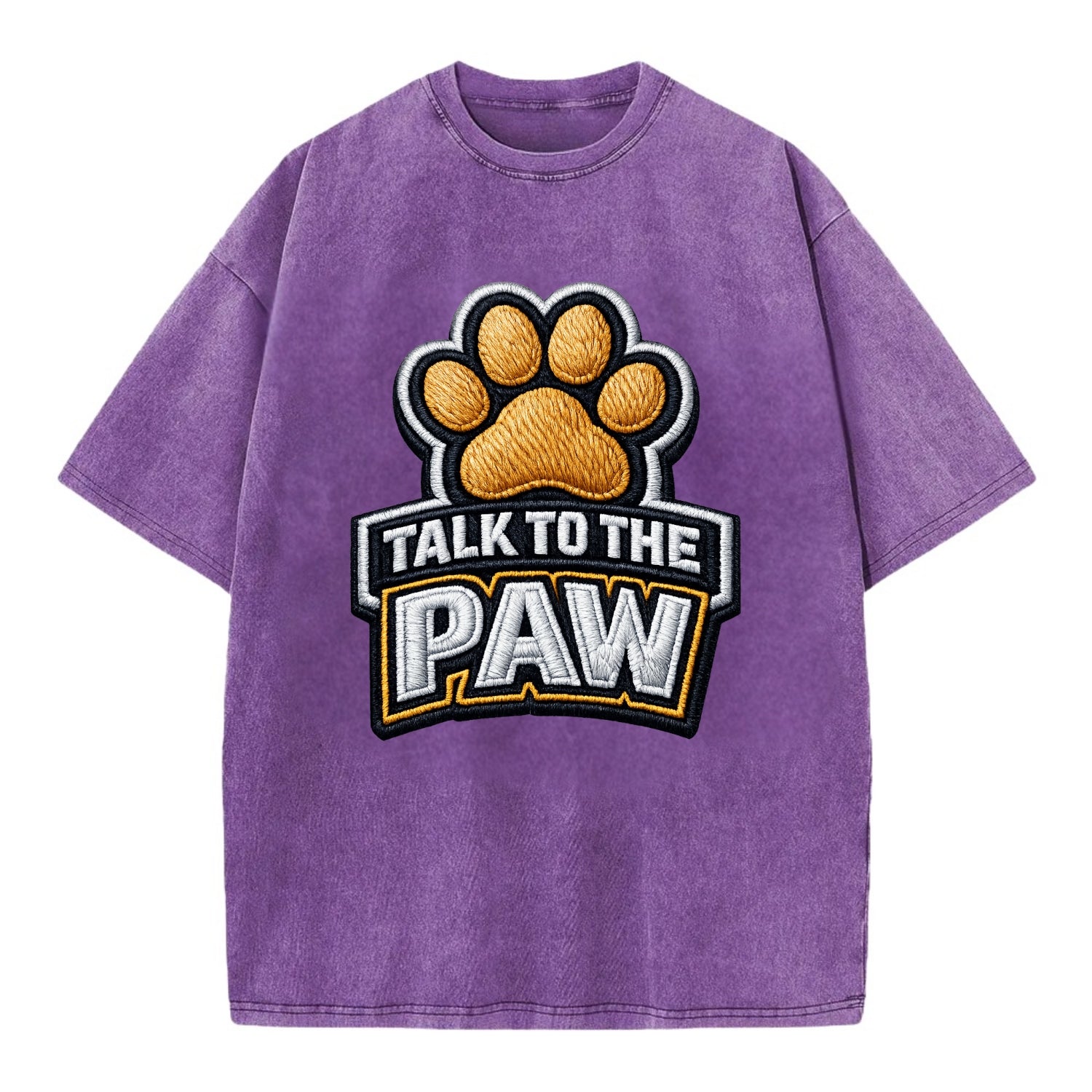 TALK TO THE PAW - raised paw in tan , sassy pet - Vintage T-shirt - Purple