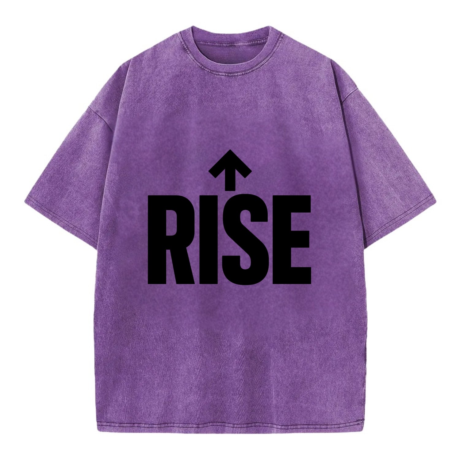 Bold typography design - "RISE" - getting up, ascending, elevating - Vintage T-shirt - Purple