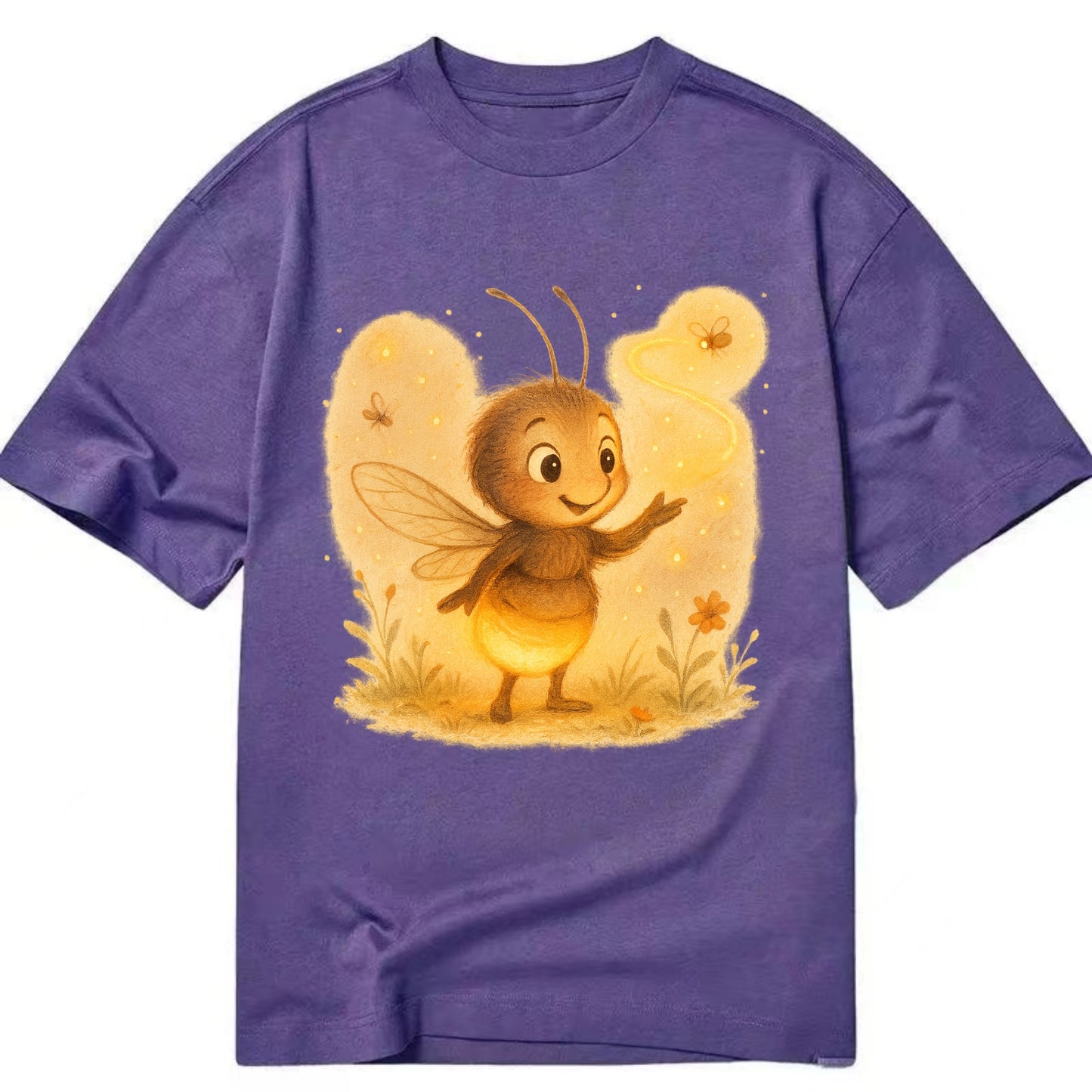 Firefly choreographer arranging synchronized light patterns over a meadow stage - Classic T-shirt - Purple